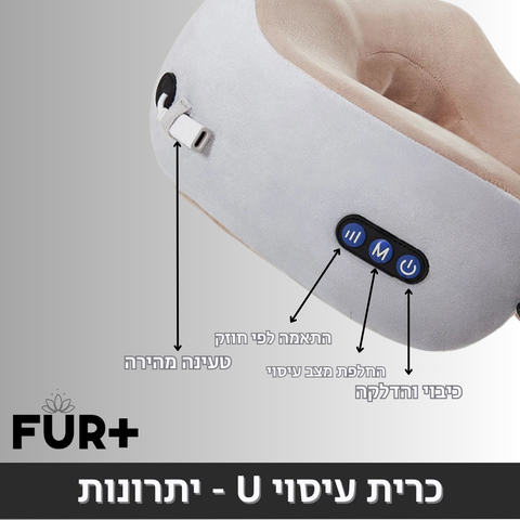 כרית עיסוי u לטיסות - כרית עיסוי חשמלית מיוחדת ונוחה לטיסות ארוכות